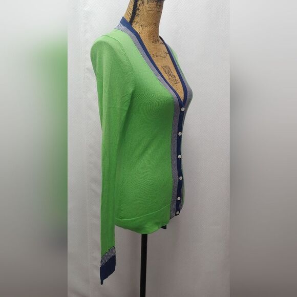Trina Turk Lightweight Button Down V-Neck Cardigan Sz Missing 17" PTP Small - Picture 2 of 14